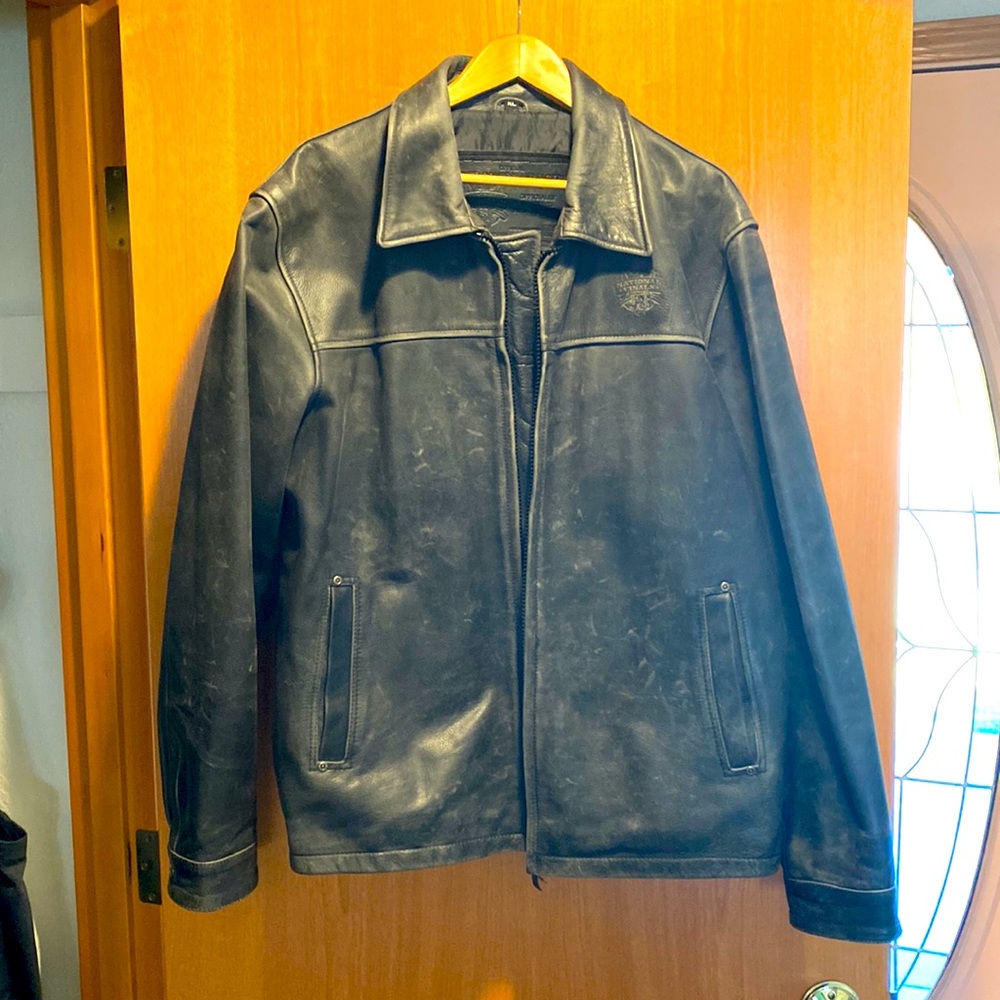 NFR Mens Black Leather Jacket XL new
